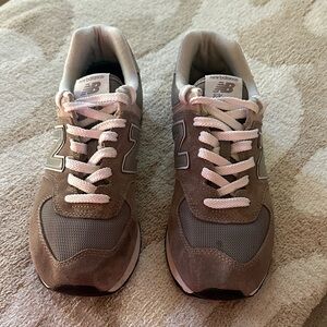 New Balance Kids' Tan and Gray Sneakers